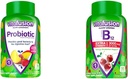 Vitafuusio Probiootti Gummy lisäravinteet, vadelma, persikka ja mango makuja & Extra Strength B12-vitamiinia