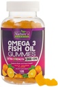 Omega 3 Fish Oil Gummies, Heart Terve Omega 3 Gummy täydentää korkea absorptio DHA & EPA, Extra Strength Joint & Brain Support, herkullinen Orange Flavor Fish Oil Nature's Vitamiini - 120 Gummies