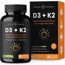 NutraChamps D3 ja K2 MK7 täydennysosa sydämen ja luun terveyttä D-vitamiini & K Complex ... 5 000 IU D-vitamiinia 3 & 100 mikrog K-vitamiinia 2 MK-7... 60 K2-vitamiinia D3 kapselia