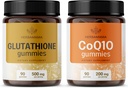HERBAMA Glutationi ja CoQ10 Kit - Bundle 500 mg Alennettu L-glutationi ja 200 mg CoQ10 Gummies - Vegan, ei-GMO, Liivate-vapaa - 2 pakkaus