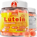 2 Pack Lutein ja Zeaksantiini lisäravinteet Gummies (25 mg) Vitamiinit A, C, E, Mustikka, Astaksantiini - Kookosöljy parempaan imeytymiseen - aikuisille & Teini-ikäisille Vision, silmät, aivot, iho - Vegaani, sokeriton