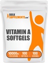 BulkSupplements.com A-vitamiini 10000 IU Softgels - A-vitamiinia retinyylipalmitaatti, A-vitamiinia pillereitä - A-vitamiinin lisäravinteet, Silmät - Gluteeniton, 1 Softgel per Serving, 100 Softgels