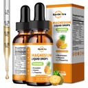 2 Pakkaus Magnesium Glycinate Liquid Drops, 1000 mg nestemäistä Magnesium Complex Drops for Sleep, Hermo, Energia, Lihas, Luu, Rauhoitu & Ruokavalio, Korkea Imeytyminen, 2 Fl Oz, Ananas Flavor