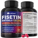 Fisetiini Super Absorptio 98% Pure 1200 mg kanssa Quercetin, Resveratrol, Vihreä teeuute tervettä ikääntymistä & pitkäikäisyys, ihon terveys, aivot & antioksidantti - 60 Softgels