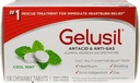 Gelusil Antasidit ja kaasutabletit närästyksen lievittämiseen, happorefluksi, turvotus ja kaasu, Cool Mint - 100ct läpipainopakkaus