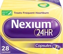 Nexium 24HR Acid Reducer Heathburn Relief Capsules for All-Day and All-Night Protection from French Heathburn, Heathburn Medicine with Esomeprazole Magnesium - 28 Count
