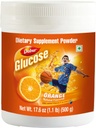 Dabur Glukoosi - Glukoosi Kuiva-aine - Vahvistettu D-vitamiini ja kalsium - Maukas Orange - 500 Gram