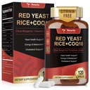 Red Yeast Rice 2000mg CoQ10 täydennysosa - Citrin Free Extract Red Yeast Rice Kapselit CoQ10 100 Plus Citrus Bergamot - Cholesterol Lowering Lisäravinteet 3rd-Party testattu Vegan ei-GMO