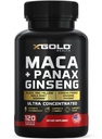 Maca juurikapselit 10 000 mg + Korean Panax Ginseng 1 400 mg - 20x Väkevä uute musta + punainen + keltainen Maca juuri, 10x Väkevä uute Panax Ginseng kapselit - Ultra Potent & Erittäin puhdas