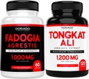 Fadogia Agrestis Extract (60 Count) Maximum Strength for Athletic Performance & Muscle Mass and Tongkat Ali For Men (120 kapselia) Longjack Tongkat Ali for Men's Health & Vitality Support - USA Made