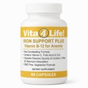 Vita4Life!® Iron Support Plus - 40 mg Silitysrauta C-vitamiinin, B-12, Foolihapon ja Sinkin kanssa - 60 kapselia - ei-kosteuttava Formula Red Blood Cell Support & Energy - Kasvissyöjä & GMO-vapaa