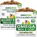 Allergy Relief + Omega 3 koirille Bundle - Anti-Itch Skin & Coat + Skin Allergia - Omega 3 Fish Oil + EPA & DHA rasvahappo - kutina & tassun nuoleminen + Joint Health - 360 Chews - Made in USA