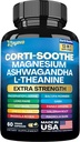 Zoyava Corti-Soothe Cortisol Supplement Magnesium Glycinate 200mg L- Theanine 150mg Ashwagandha 150mg Fosfatidylserine Cortisol Mane Ginkgo Bacopa Monnierin juuri 60 Caps