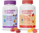 SmartyPants Toddler ja Kids Multivitamiini Gummies Bundle: Omega 3 kalaöljy (EPA/DHA), D3-vitamiini, C-vitamiini, B12-vitamiini, B6, A-vitamiini, K-sinkki, Biotiini, Gluteeniton, kolme hedelmän makua (30 päivän ruoka)
