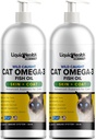 Liquid Health Lemmikit Wild Caught Omega 3 Fish Oil for Cats - Liquid Omega 3 täydennysosa kissat EPA+DPA+DHA - Vähentää kutina, tuki yhteinen, immuniteetti, aivot, Heart Health - valmistettu Yhdysvalloissa (2 Pack)