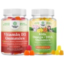 Bundle D3-vitamiinia Gummies Daily Wellness 2000IU per tarjoilu Luulihas-immuuni tuki ja lapset DHA Omega 3 Gummies - rasvahapot Omega 3 6 9 aivoihin, Immuuni vahvuus ja visio