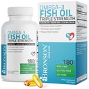 Bronson Omega 3 Fish Oil Triple Vahvuus 2720 mg, korkea EPA 1250 mg DHA 488 mg, ei-GMO raskas metalli Testattu, 180 Softgels