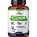 Zazzee Extra Strength Siticoline, 500 mg per tarjoilu, 100 vegaanikapselia, Superior CDP Choline Form, 100% kasvissyöjä ja farmaseuttinen luokka, 50 päivän toimitus, kaikki luonnolliset ja ei-GMO