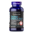 Puritan's Pride Premium Triple Active Omega 3-6-9 Kala, Pellava ja borage öljyt, Ruokavalio Supplement sydän, nivel-ja soluterveyden tuki, 240 Nopea julkaisu Softgels