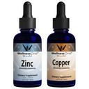 WellnessOne Ionic Liquid Sinkki & Liquid Kupari - Sinkki-Copper Bundle tukemaan Immuunijärjestelmä & Joint, Hermo & Bone Health - 1,67 fl oz Sinkki & kupari nestetippa