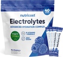 Nutricost Electrolytes Powder Hydration Packetit (sininen vadelma, 40 tarjoilua) Alhainen Calorie Keto Electrolytes Makeutettu Stevia - ei-GMO, Gluteeniton ja sokeriton