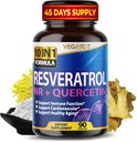 VEGATOT 10 potilaalla 1 korkea vahvuus Resveratrol Quercetin Terve ikääntyminen Immuuni aivojen boost yhteinen tuki (90 luku (pakkaus 1))