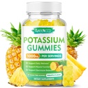 Kalium Citrate Gummies 1000 mg, korkea Potenssi Kalium täydentää Gummies aikuisille Naiset ja miehet, Tuki jalat ja lihasten terveys, sokeriton, ananas maku 60
