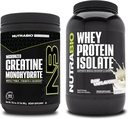 NutraBio Creatiini Monohydraatti, makuamaton, 300g ja heraproteiini-isolaatti, makuamaton, täydennysosa Bundle - Lihasenergia, lean lihasten kasvu, elpyminen, ja vahvuus
