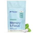 Neuromuisti & Focus-purukumi - Nootrooppinen gum B12-vitamiinilla, B6-vitamiinilla, L-Theanine & Ginseng -uute - Luonnollinen aivojen tukilisä - Vegaani, kofeiini ja sokerittomat purukumit - piparminttu, 90 ct
