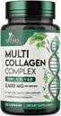 Multi Collagen Supplement 2400 mg - Hydrolysoidut tyypit I, II, III, V & X Multi Collagen Pills Complex, Collagen Peptides lisäravinteet, hiukset, iho, kynsi, & Joint Support Supplement, non-GMO - 120 kapselia
