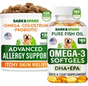 Advanced Dog Allergy + Omega 3 Bundle - Kuti - Probiootit w/kalaöljy Omega 3 + EPA&DHA rasvahappo - ihon allergiat + Joint Health - 120 Chews + 180 Softgels - Bacon + Fish Flavor - Made in USA