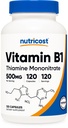 Nutricost B1-vitamiini (tiamiini) 500 mg, 120 kapselia