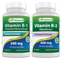 Best Naturals B1-vitamiini tiamiinimononitraattina 500 mg & B2-vitamiinina (Riboflaviini) 400 mg