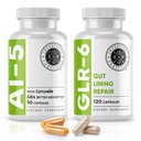 Suoliston Fortitude AI-5 & GLR-6 Ruoansulatuskanavan lisäravinteet Bundle w/glutamiini, kurkuma, Curcumin for Gut Health Capsule täydennysosa & tuki Ruoansulatuskanavan terveys, ei-GMO, Dairy Free - 30 päivän toimitus
