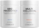 Codeage Multi Collagen Protein Capsules 5 Tyypit, Ashwagandha Withania Somnifera & Organic Amla Berry + SBO Probiotic Blend 50 Bundle, Lactobacillus Plantarum, Bacillus Subtilis, ei-GMO