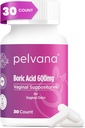 Pelvana Boric Acid Suppositories for Women 30 Count - for vaginal Odor & Freshness, Feminine Hygiene & Wellness - kolmannen osapuolen laboratorio Varmennettu & pullotettu Yhdysvalloissa - Feminine Health Odor Solution