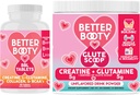 Angry Lisäravinteet Parempi Booty Naisten Creatiini Combo: BBL Tabletit (90ct) w. Creatiini, Glutamiini, BCAA: n, Collagen + Glute Scoop Creatiini & Glutamiini Makuton juoma Mix