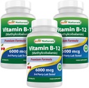 Paras luonnon B-12-vitamiini metyylikobalamiinina (Metyyli B12), 6000 mikrog 120 sublinguaalista tablettia (120 pussin 3)