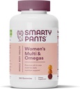 SmartyPants Naisten monivitamiini Gummies: Omega 3 Kalaöljy (EPA/DHA), Metyylifolaatti, CoQ10, D3, C-vitamiini, B12, B6, A, K & Sinkki, Inositoli, Gluteeniton, 120