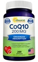 aSquared Nutrition CoQ10 (200 kapselia ja 200 mg) - Korkea Imeytyminen Vegaani CO Q-10 Jauhe - Enzyme Ubikinonin lisäpillereitä, Extra Antioksidantti Coenzyme Q10-vitamiini, Coq 10 Alernative to Softgels