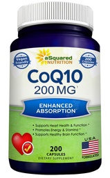 aSquared Nutrition CoQ10 (200 kapselia ja 200 mg) - Korkea Imeytyminen Vegaani CO Q-10 Jauhe - Enzyme Ubikinonin lisäpillereitä, Extra Antioksidantti Coenzyme Q10-vitamiini, Coq 10 Alernative to Softgels