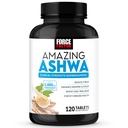 FORCE FACTOR Amazing Ashwa, KSM-66 Ashwagandha Supplement for Stress Relief, Focus, Memory, Immunomy Support, Vitamiinit, Minerals & Antioxidants, Cortisol täydentää naisille, 120 tablettia