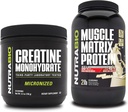 NutraBio Creatiini Monohydraatti, makua sisältämätön, (150 g) ja lihasmatrix proteiinijauhe, (Vanilla) täydennysosa Bundle Lihasenergia, suurin kasvu, elpyminen, ja vahvuus