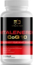 Vitalenergy CoQ10 Ubikinone 200mg, 30 kapselia, tukee sydän- ja verisuoniterveyttä, solujen energiantuotantoa ja antioksidantti, valkoinen/punainen/musta
