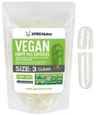 XPRS Nutra Koko 3 Tyhjät kapselit - 100 Count Clear Tyhjä Vegaani Kapselit - Kasvis pillerit - DIY Vihanneskapselin täyte - Kasvispilleri Caps