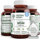 Natural Nutra OptiMSM, MSM täydentää rikki, estää ohuthiukset, lisätä nivelten joustavuutta ja luun terveyttä, Cartilage Health, auttaa tukemaan nestetasapaino, 1000 mg, (120) Vegan tabletit