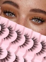 Lashes Natural Cat Eye Lashes Wishy silmäripsiä 15mm Väärä silmäripsiä Wishy Lashes 3D Volume Strip silmäripsiä Ohut puuvillanauha Soft väärennetyt silmäripsit False Lashes Pack 7 paria Siligli