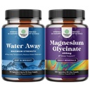 Bundle of Water Away Pills Maximum Strength - Herbal Diuretic Pills for Water Retention for Fast Acting Bloating Relief and Pure Magnesium Glycinate 400mg per Serving for Mood Uni ja rentoutuminen
