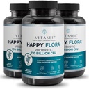 VITASEI Happy Flora, Probiootti Supplement 170 miljardia PMY terveen Gut Health kanssa entsyymejä digestion, probiootit naisille ja miehille, 3 pullo - 180 kapselia