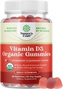 Orgaaninen D3-vitamiini Gummies for Women & Men - D-vitamiini Gummies 2000IU per Serving Bone Health, Lihakset & Immuuni tuki - ei-GMO-lisäaine aikuisille - Liivate & Gluteeniton - 60 Gums